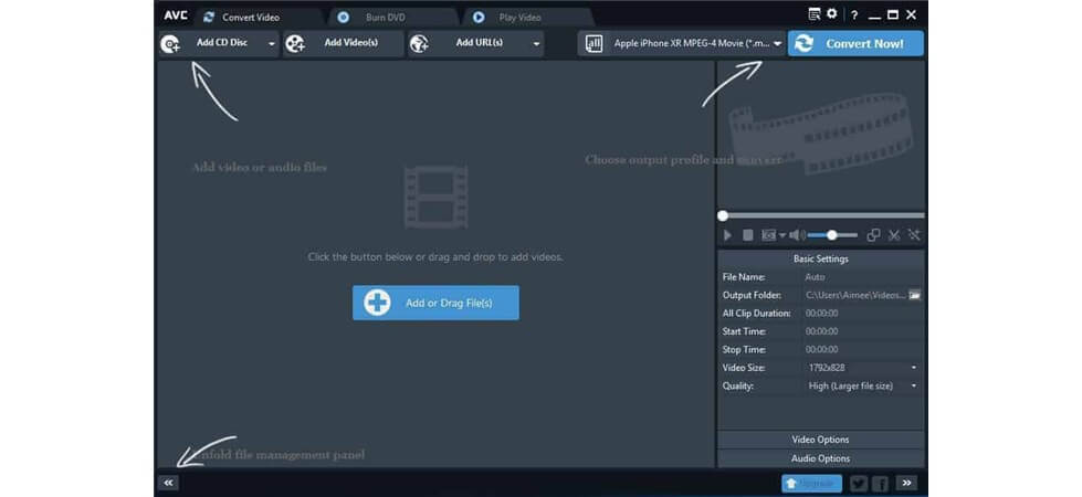 Any Video Converter Interface
