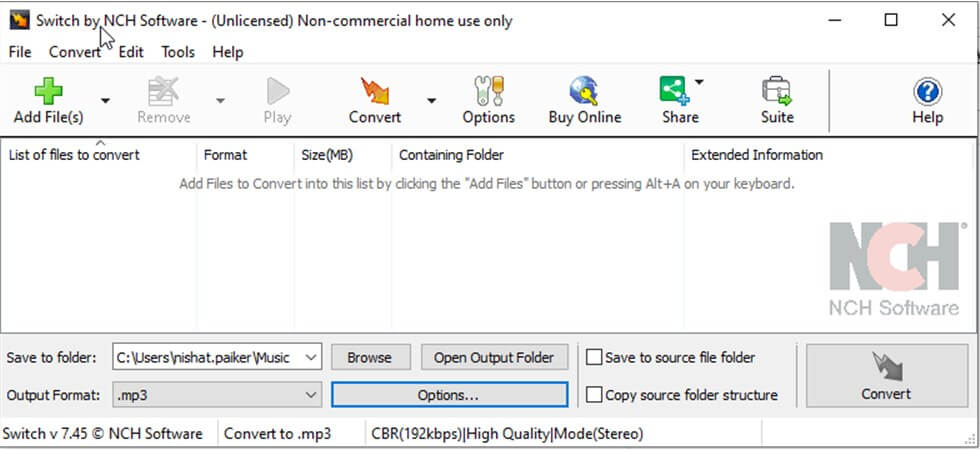 Switch Audio Converter Interface