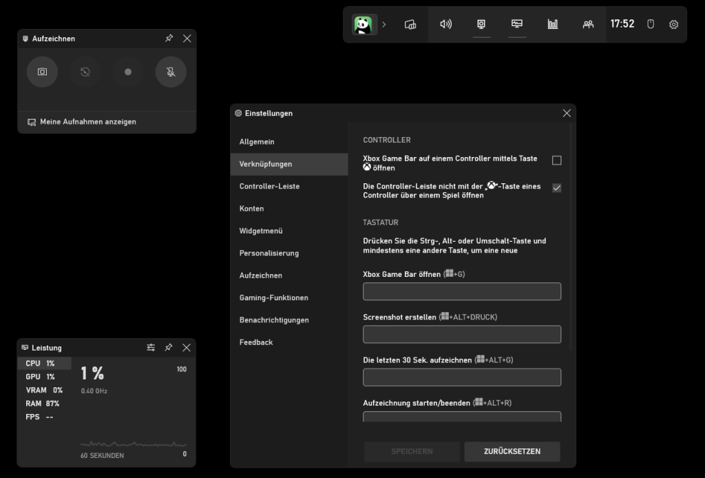 Bildschirmaufnahme mit Xbox Game Bar windows
