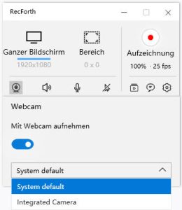 bildschirm mit webcam aufnehmen