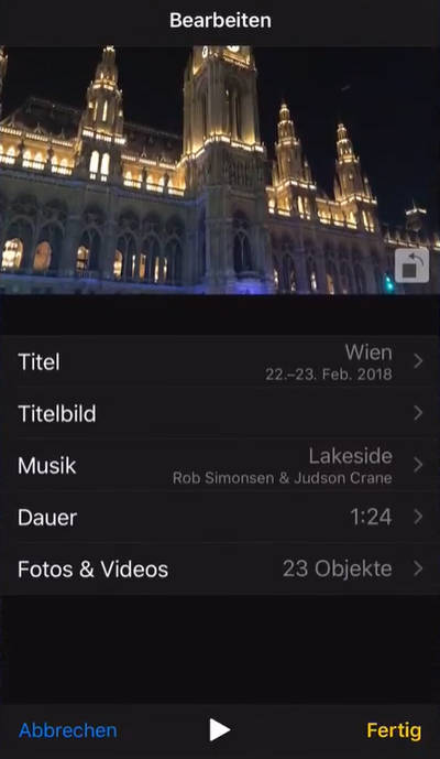 slideshow auf iphone editieren