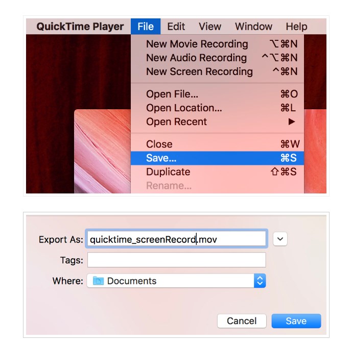 Aufnahmedatei auf Mac speichern