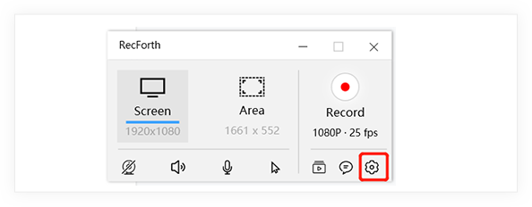 RecForth Setting Buttons