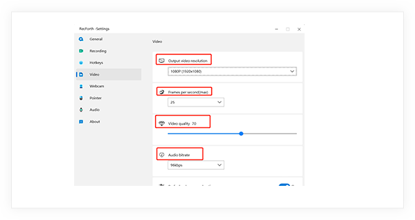 Customize Other Video Parameters