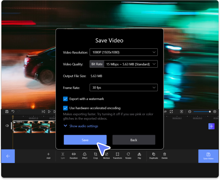 Export Speed Changed Video