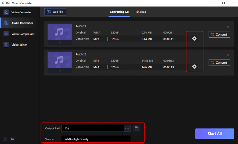 Audio Format Settings