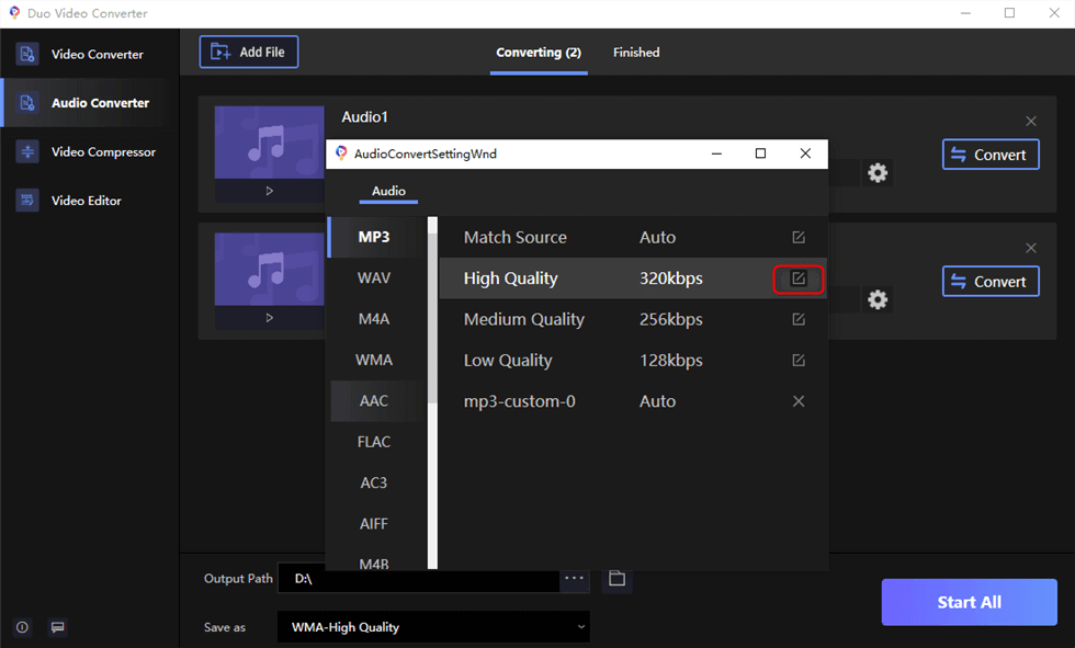 Audio Format Settings