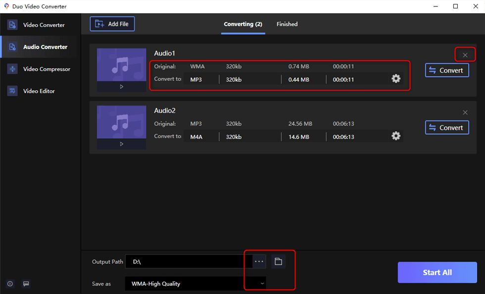 Audio Format Settings