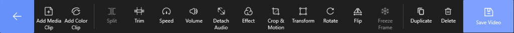 Video Editing Tool Bar