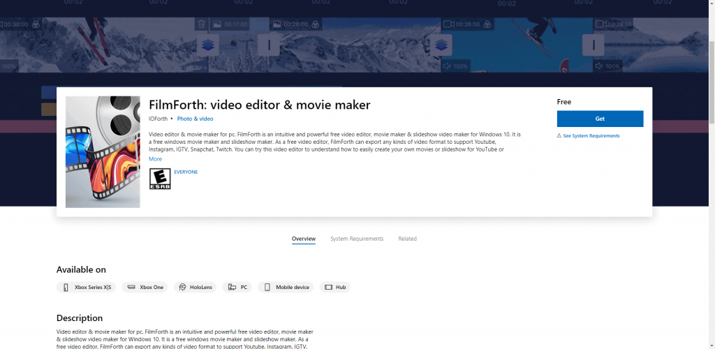 Download FilmForth from Microsoft Store