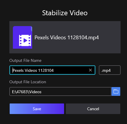 Save the Stablized Video 