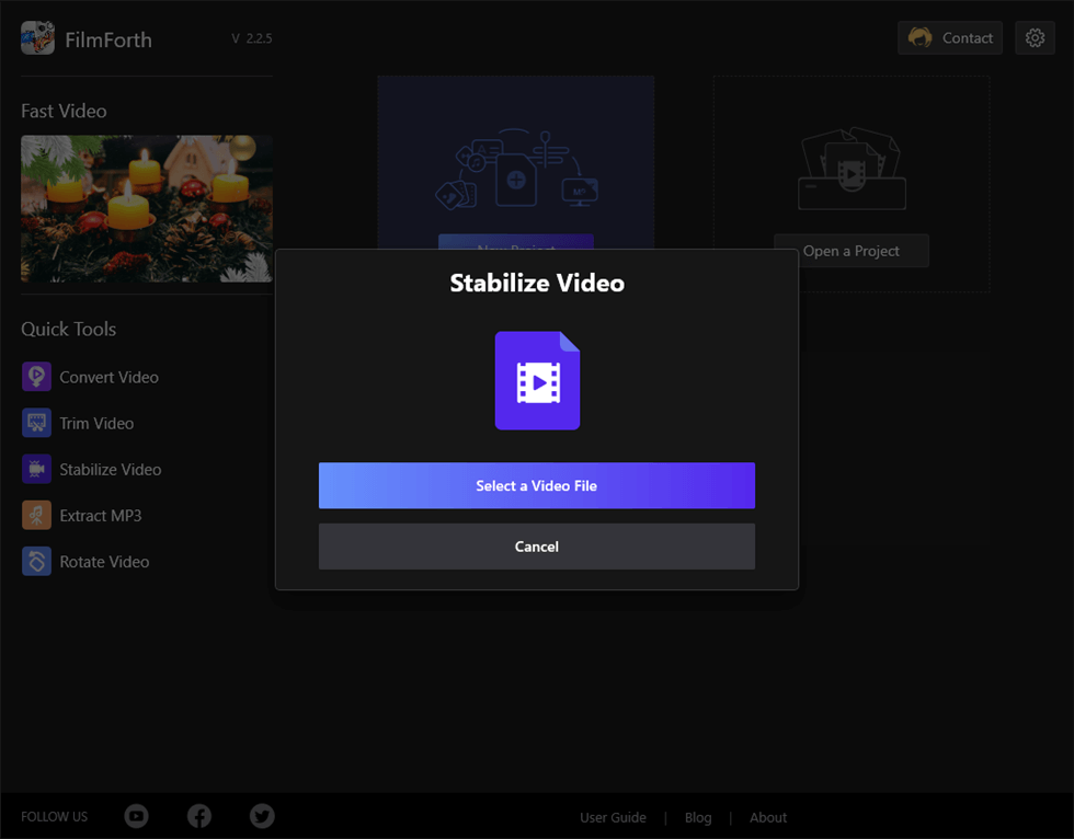 Stablize Video on FilmForth