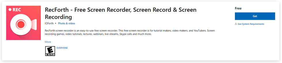 Get RecForth from Microsoft Store