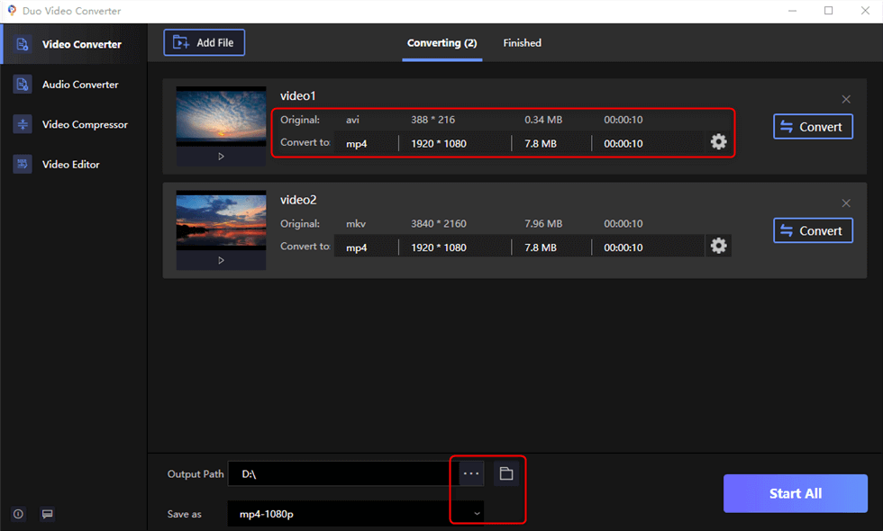 Video Format Settings
