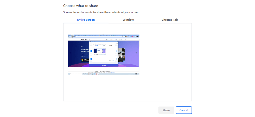 Choose the Share Screen