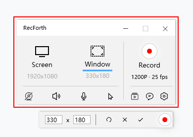 RecForth Select the Capture Window