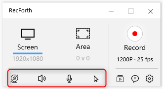 RecForth Setting Buttons