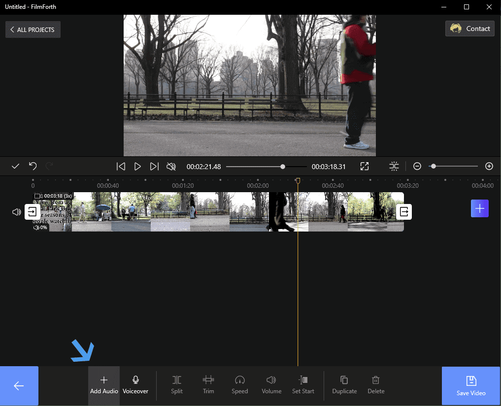 Click on Add Audio Button on FilmForth