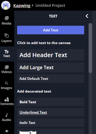 Click Add Text Button