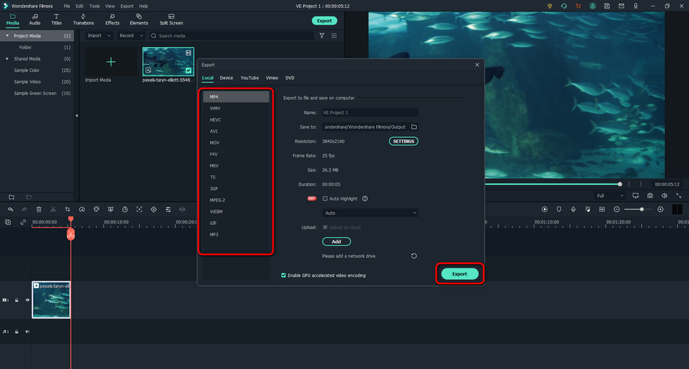 Как сохранить проект в filmora как видео