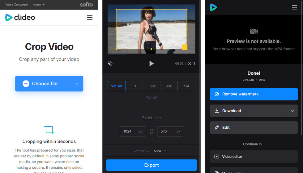 Crop Video on Android Online with Clideo