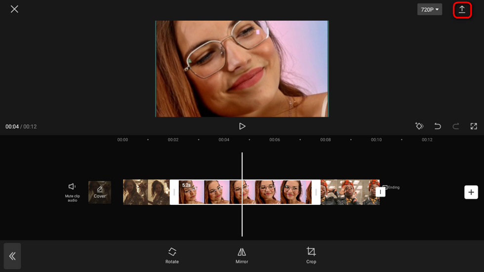 Export Cropped Video from CapCut App on Android