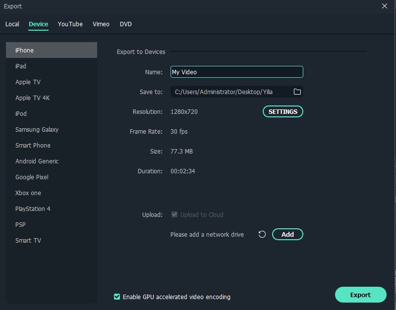 Filmora Editing Video Export