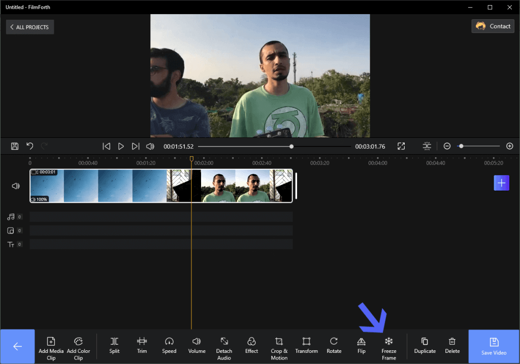 Click "Freeze Frame" Button
