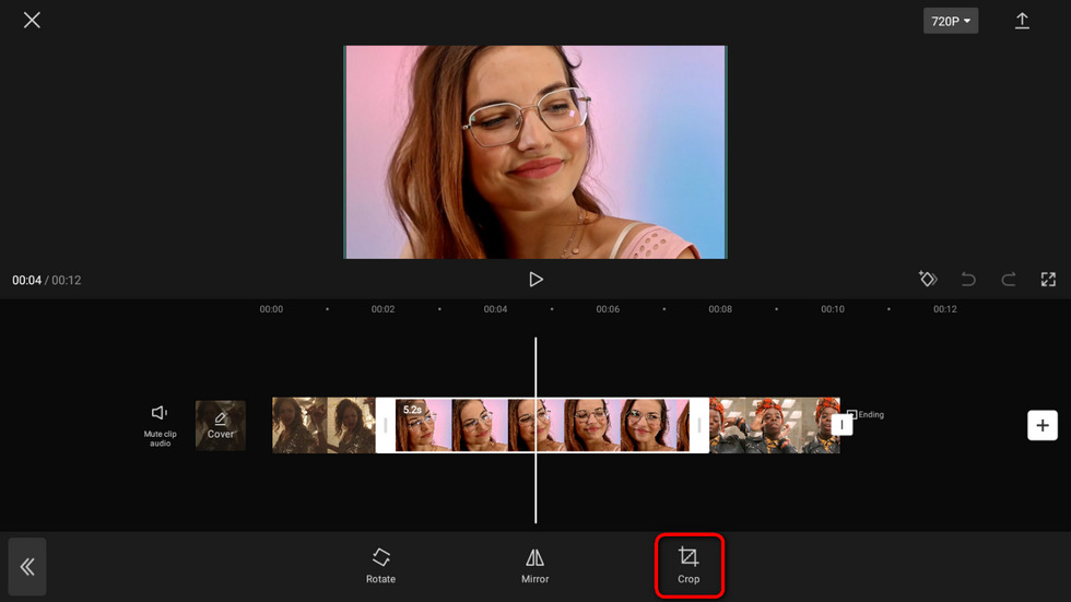 Go to Crop Feature in CapCut