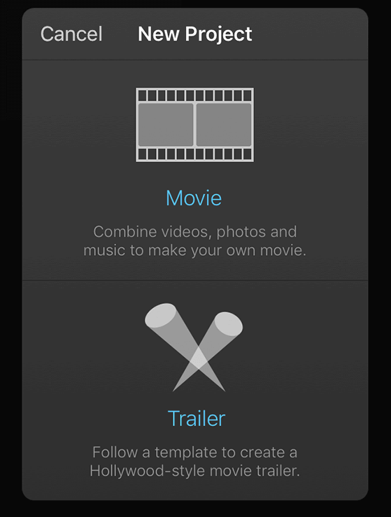Select "Movie" Option