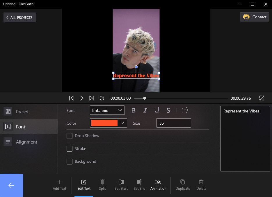 FilmForth Text Menu