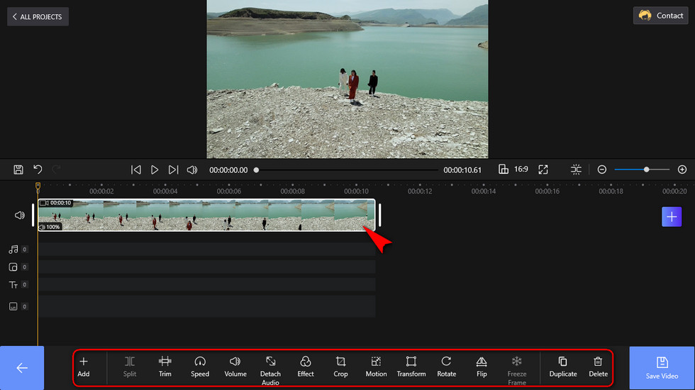 Click to select the added video
