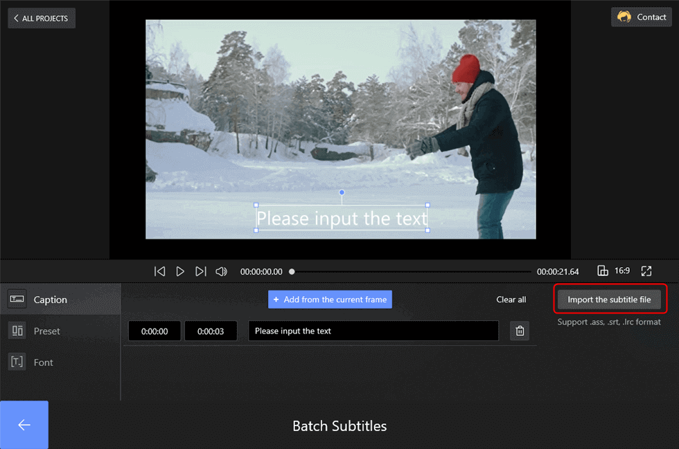 Import the Subtitle File to the Video
