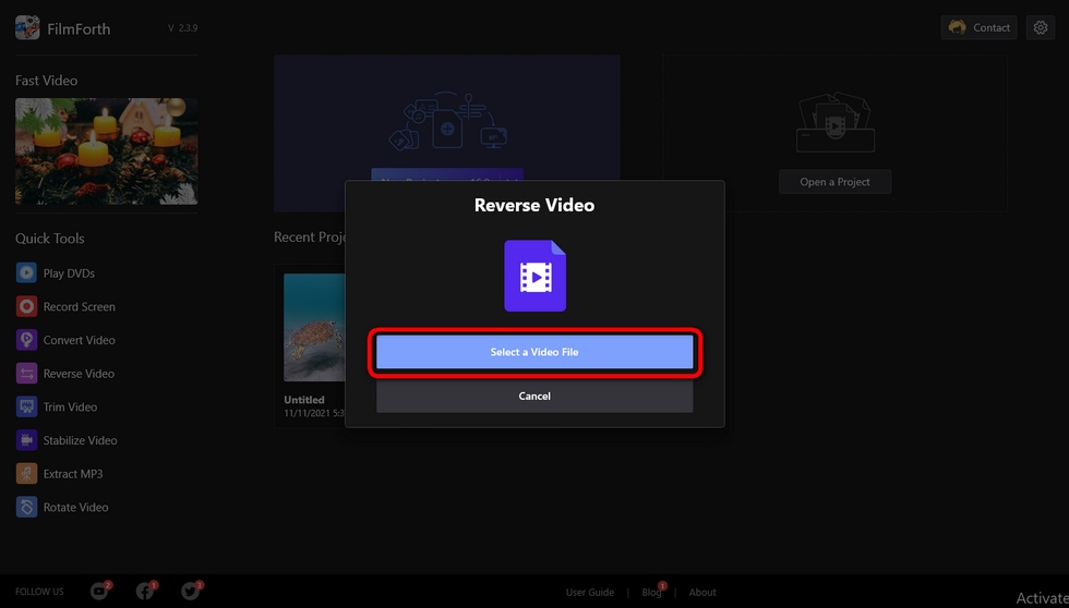 Import a Video to Reverse