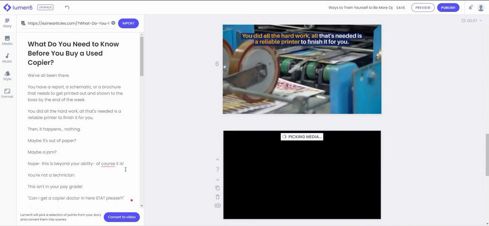 Lumen5 Text to Video