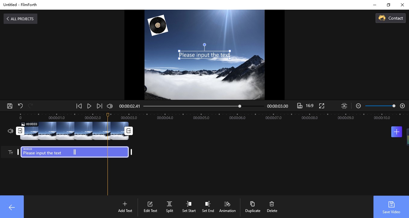 Adds Texts in FilmForth