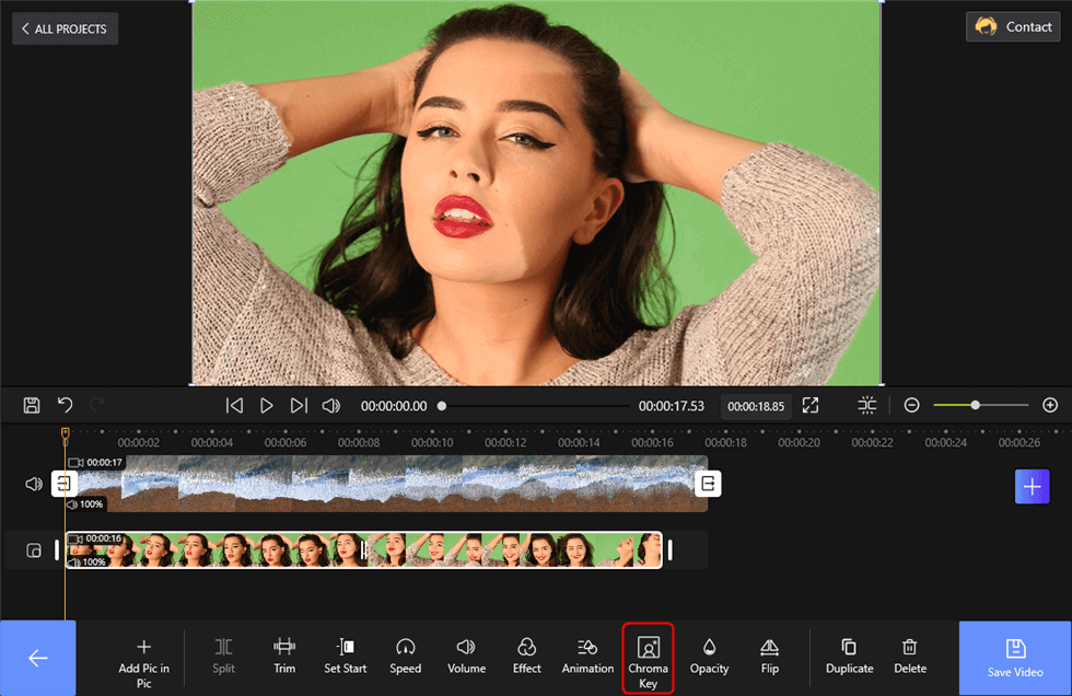 Resize Overlay Video and Select the Chroma Key