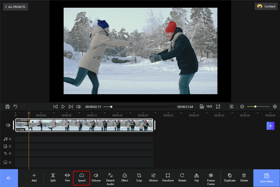 Hit the Speed Button to Change the Video Speed