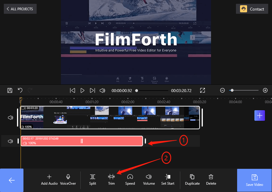 How to Trim the Audio on FilmForth