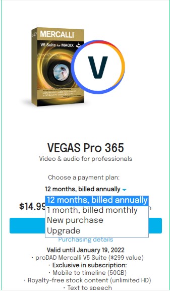 Vegas Pro Pricing