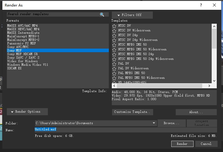 Vegas Pro Rendering Settings