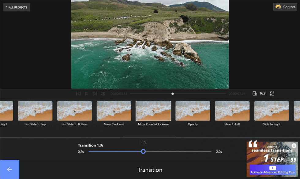 Apply Transition Effect to the Video Clip