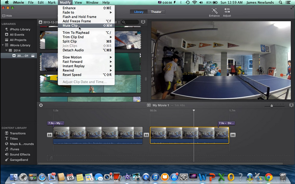 iMovie Mute Video