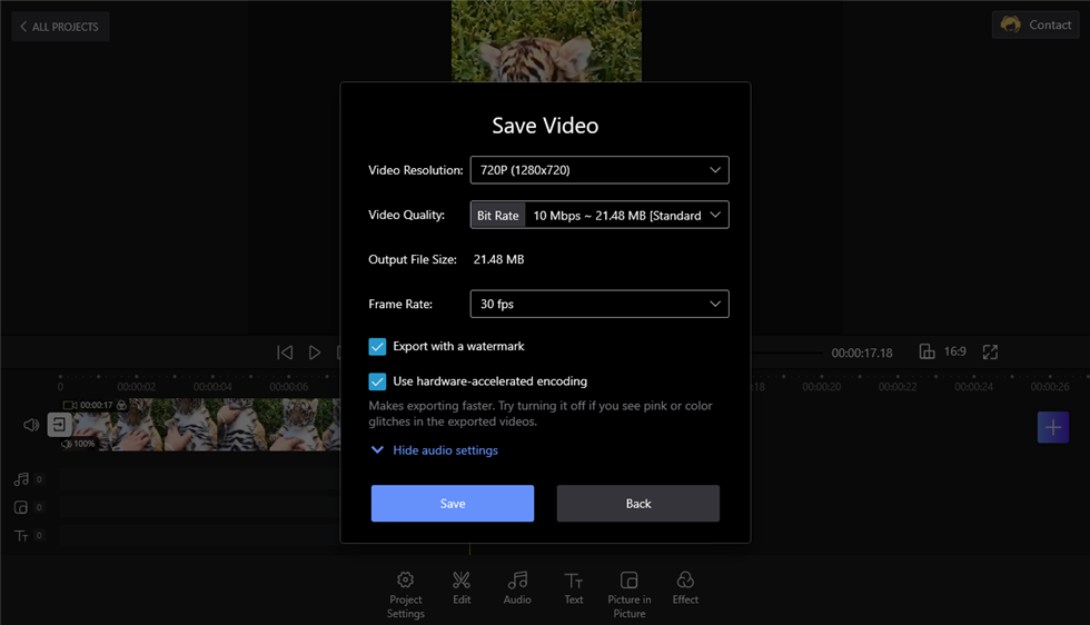 Export and Save Video