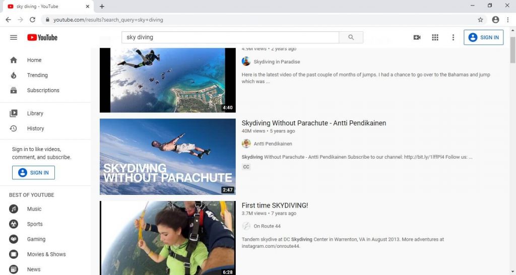 Search a Video on YouTube