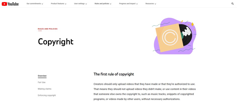 The First Rule of Copyright of YouTube