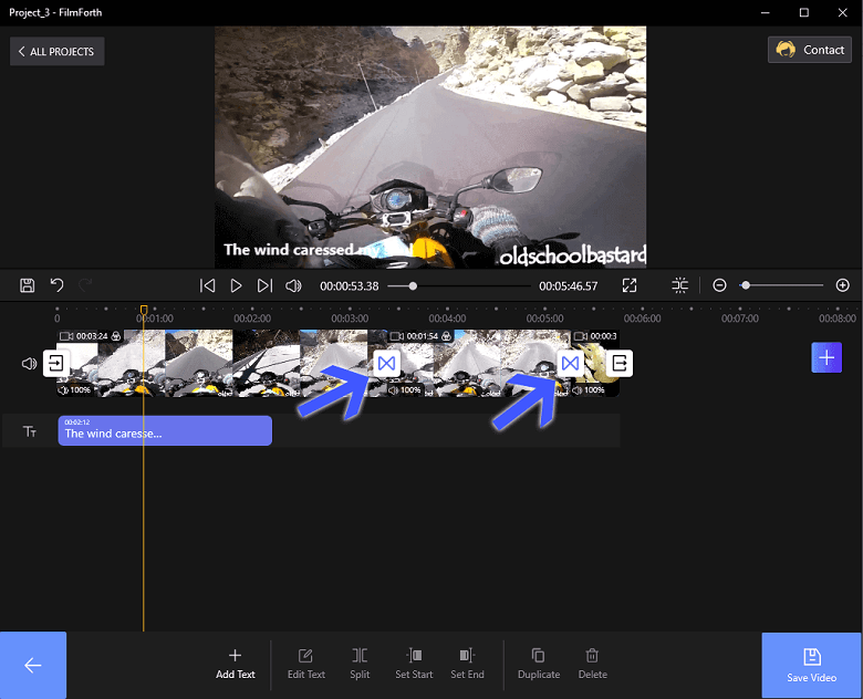 Add Transition for Each Clip