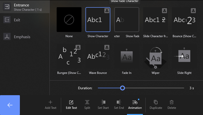 Text Animation Menu