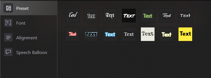 Text Preset Section