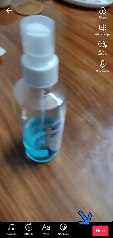 Select Next Button to Post the TikTok